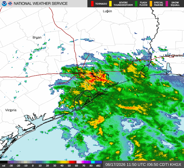 Animated NWS weather radar loop for Crosby, TX (KHGX)